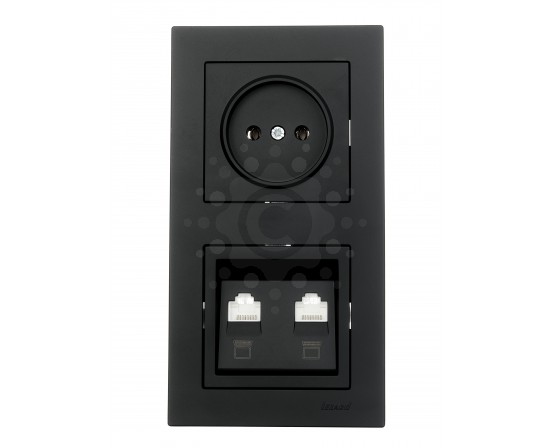 Рамка двойная вертикальная черная Lezard серия Vesna 742-4200-152 фото 3